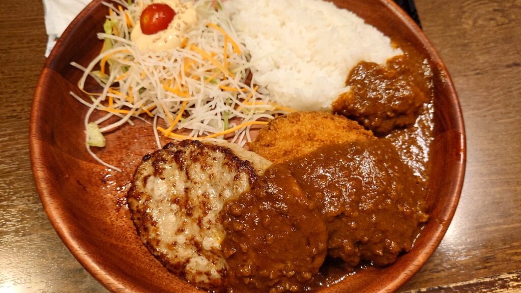 作り直して頂いたメンチカツカリー&ハンバーグディッシュ